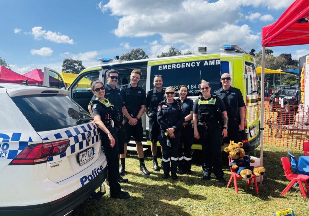 Australian emergency responders at community event.