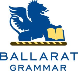 Ballarat Grammar School logo with lion and book.